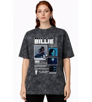 Tasarım Billie Eilish Şarkıcı Baskılı Unisex Oversize Vintage Yıkamalı Tişört