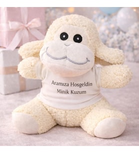 Aramıza Hoşgeldin Minik Kuzum Tişörtlü Sevimli Peluş Kuzu
