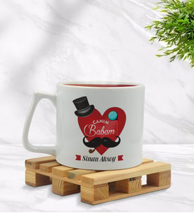 BK Gift Kişiye Özel Canım Babam Tasarımlı Middle Beyaz Kupa Bardak - Model 4