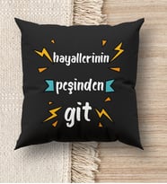 BK Gift Hayat Mottosu Tasarımlı Premium Kumaş Siyah Kırlent Yastık, Ev Hediyesi, Ev Dekorasyonu, Dekoratif Hediye (Model 4)
