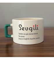 Sevgili Baskılı Yeşil Kulplu C Fincan