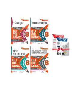 LGS 8. Sınıf Bumerang Etkinlikli Defter Matematik Fen Türkçe ve İnkılap Tarihi 4lü Set