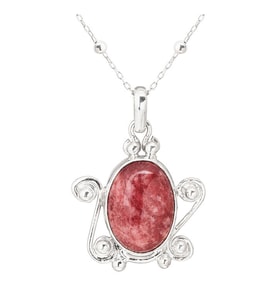Gümüşcüm Pembe Akik Taşlı Otantik Gümüş Kadın Kolye