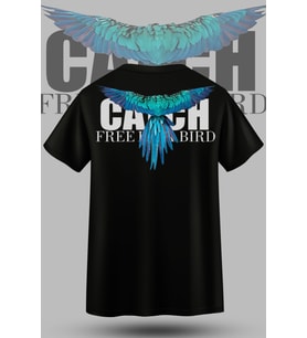 BlueBird Sırt Baskılı Unisex T-shirt/Tişört - TÜM YAŞ GRUPLARI (Siyah)
