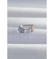 Mey İthalat® Pirinç Gümüş Renk Zirkon Taş Kaplama Earcuff Küpe