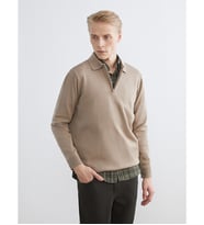 LCWAIKIKI Classic Bej Polo Yaka Erkek Sweatshirt