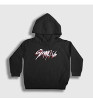 Presmono Unisex Çocuk Siyah Logo V2 Stray Kids Kapüşonlu Sweatshirt 122817tt