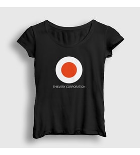 Presmono Kadın Siyah Logo Thievery Corporation T-Shirt 528529tt