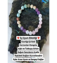 Doğal Taş Eş Uyum Bilekliği ( Pembe Kuvars - Ay Taşı - Ametist - Varisit - Unakit - Amazonit )