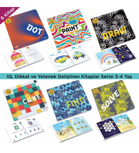 3-4 Yaş 6'LI SET/IQ, Dikkati Güçlendirme Seti Anasınıfı - TÜZDER Yayınları (Bordo)