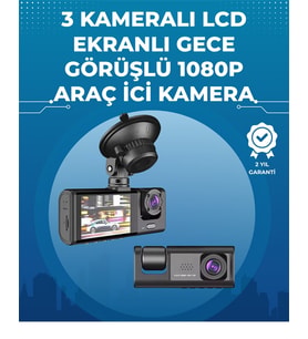 Gece Görüşlü 3'lü Araç Kamerası – Geri Görüş Destekli, 170° Geniş Açı