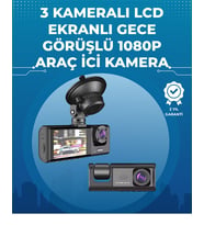 Gece Görüşlü 3'lü Araç Kamerası – Geri Görüş Destekli, 170° Geniş Açı