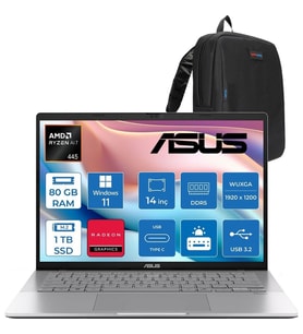 Asus Vivobook M3407GA Amd Ryzen Aı 7 445 Aı 80GB Ddr5 1tb SSD 14.0-Inch, Wuxga (1920 x 1200) OLED 0.2ms 300NITS WIN11PRO Taşınabilir Bilgisayar WSF013P28+ZETTAÇANTA