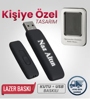Kişiye Özel 32 GB Rubber Işıklı Usb Bellek Hediyelik Usb Flash Bellek Şık + Metal Kutulu