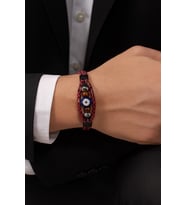 Pembe Hakiki Deri Erkek Bileklik  Mıknatıslı Metal Tokalı, Modern ve Dikkat Çekici Tasarım