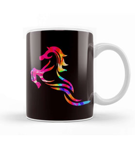 Colorful Rainbow Horse Riding Equestrian Sport Horseshoe Kupa Bardak Porselen