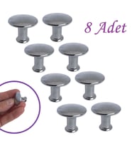 Düz Düğme Krom Kulp Mobilya Çekmece Dolap Kapak Kulbu Metal Kulp Aksesuarları Vidalı (8 Adet)