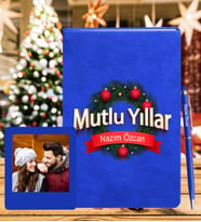 Yılbaşı İçin Kişiye Özel Tasarım Defter Kalem & Instagram Çerçeve Hediye Seti