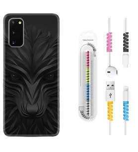 Samsung A02S A03S A10 A12 A13 A21S A22 Kılıf Kablo Koruma Spiral Silikon Black Fox 1325
