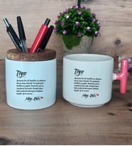 Teyze Hediye Sepeti Kupa Bardak T Kulplu, Kalemlik Hediyeleri Teyzeye Doğum Günü Hediyesi (Model 4)