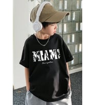 Çocuk Miami Baskılı Pamuklu Tshirt (Siyah)