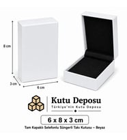 6x8x3 cm Tam Kapaklı Selefonlu Süngerli Takı Kutusu - Beyaz (DEMONTE) (50 ADET)