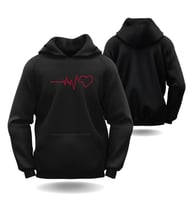 Sevgililer Günü Erkek Kadın Kalp Çarpıntısı Görselli Kapüşonlu Hoodie Sweatshirt 6015 (Siyah)