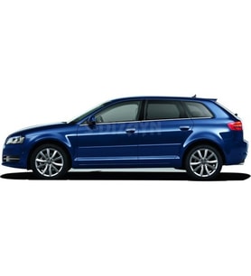  Audi A3 Krom Cam Çıtası 6 Prç 2004-2012 (Siyah - Beyaz)