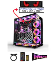 Led Animasyon Paneli Bilgisayar PC Kasaları İçin 17.3x7 cm RG-B Ekran Kumandalı App Kontrollü 5 volt (Siyah)