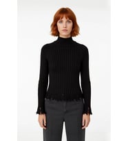 Kadınlara Özel Fitted Kesimli Crop Dik Yaka Uzun Kollu Fitilli Triko Kazak Günlük Stil İçin
