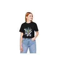 Unisex Bisiklet Yaka Baskılı T-Shirt - Siyah