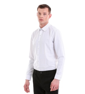 Hatemoğlu Gri Slim Fit Baskılı Pamuklu Slim Yaka Uzun Kollu Klasik Gömlek