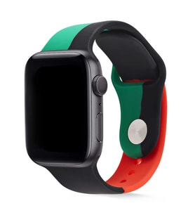 Apple Watch Ultra 49mm Uyumlu Kordon Silikon Lansman Africa Renkli KRD-39 Strap Kayış (Siyah)