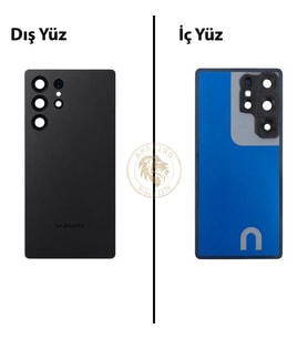 Samsung S25 Ultra Siyah Arka Pil Kapağı Batarya Kapağı Lazer Kesim Back Cover