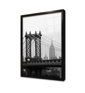Siyah Beyaz Manhattan Çerçeveli Cam Tablo