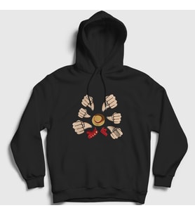 Presmono Unisex Siyah Gatling Anime One Piece Kapüşonlu Sweatshirt 135351tt