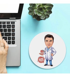 Kişiye Özel Diş Hekimi Erkek Karikatürlü Mousepad