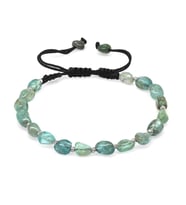 Makrome Örgülü Naturel Kesim Larimar Doğaltaş Erkek Bileklik (Su Yeşili)