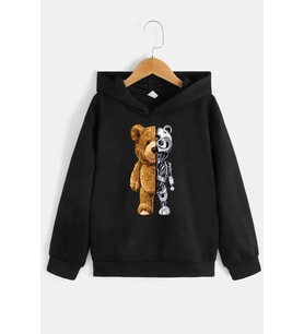 Çocuk Robobear Baskılı Sweatshirt (Siyah)