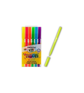 Pensan Keçeli Kalem 6 Renk Neon Kesik Uç Keçeli Kalem (Karışık)