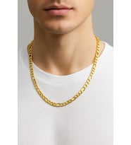Altın Renk Şavin Kuşgözü Zincir Paslanmaz Unisex Çelik Kolye 55 Cm. Çelik Kolye - 3331