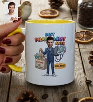 Kişiye Özel Karikatürlü Erkek Eczacı Kupa Bardak Tıp Bayramı Hediyesi