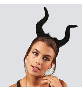 Halloween Cadılar Bayramı Taç Malefiz Siyah Çift Boynu Parti Kostümü Maleficent Taç