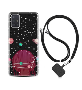 Samsung a71 A72 A73 A7 A9 2018 C7 C9 Kılıf Boyun Askılı Silikon Space Woman 1311