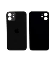 Apple iPhone 12 Uyumlu, Cam Arka Pil Batarya Kapağı - LENS HARİÇ (Siyah)