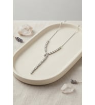 Pirinç Gümüş Renk Zirkon Taşlı Asimetrik Bar Model Kadın Kolye 5886 - SSSSSS2973-1001