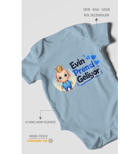 Evin Prensi Geliyor! Kısa Kollu Bebek Body %100 Pamuk