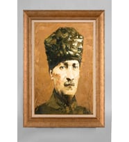 Altın Varaklı Paspartulu Çerçeveli Atatürk Tablo nt1073