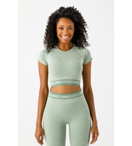 Maraton SlimFit Kadın Bisiklet Yaka  Taş Crop Top