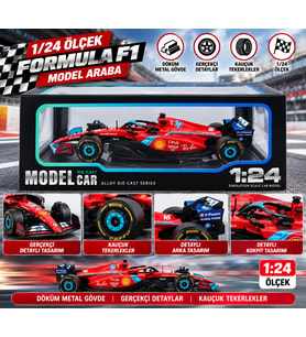 1:24 Formula F1 Kırmızı Metal Model Araba Detaylı Yarış Aracı
